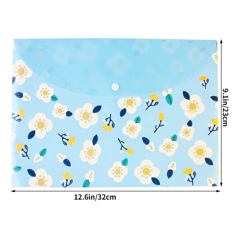 Tongcloud 10 pcs Style Floral Printed A4 Paper Document File Folder Poly Envelopes Document Organizer Booklet File Paper Folders with Snap Button 4 Color (4 Color, A4) - Image 2